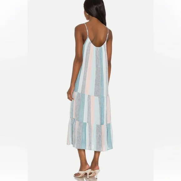 NWOT  RAILS Adora Sleeveless Linen Blend Midi Dress in Highland Stripe - Picture 6 of 12
